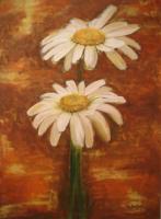 Flowers - Daysies - Oil On Canvas