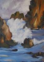 Olas  Costeras - Oil On Canvas Paintings - By Mihaela Mihailovici, Impresionist Painting Artist