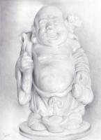 Drawings - Buddha Figure - Graphite Pencil