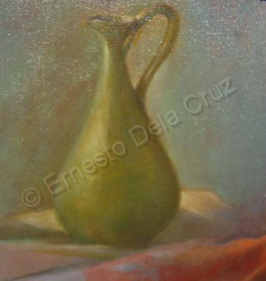 Paintings - Green Jug - Oil Paint