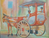 Philippine Scene Kalesa - Oil Paint Paintings - By Efcruz Arts, Modern Painting Artist