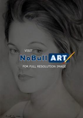Portrait - Celebrity Portrait Drew Barrymore - Charcoal Pencil