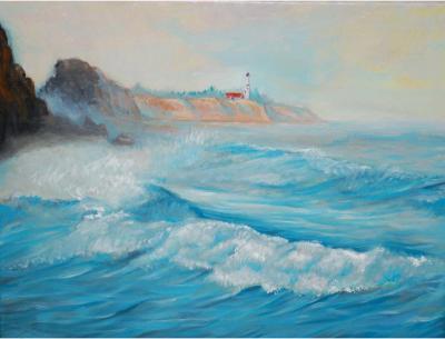 Seascape - Seascape With Lighthouse - Oil Paint