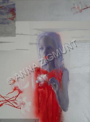 About My Work And My Art - Woman With Magnolia 2011 Oil On Canvas - Oil On Canvas