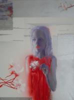 Woman With Magnolia 2011 Oil On Canvas - Oil On Canvas Paintings - By Anna Zigmunt, Abstract Painting Artist