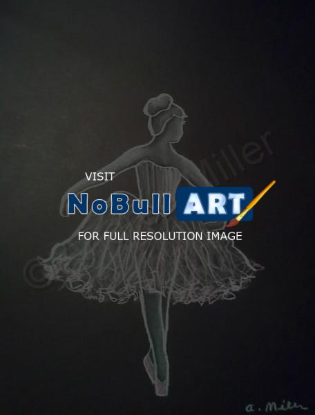Ballerina Series - Ballerina In Pink - Charcoal Colored Pencil