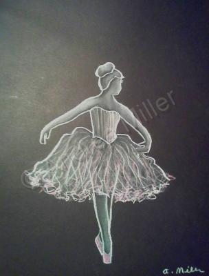 Ballerina Series - Ballerina In Pink - Charcoal Colored Pencil