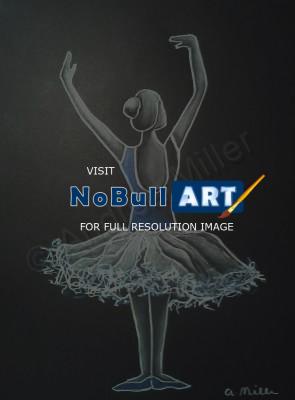 Ballerina Series - Ballerina In Blue - Charcoal Colored Pencil