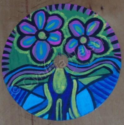 Painted Cds - Flowers With Wings - Acrylic