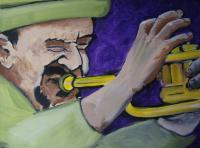 Horn Player - Acrylyc Paintings - By Micah Bariteau, Ipressionism Painting Artist