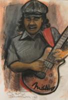 Santana Jammin - Acrylyc Paintings - By Micah Bariteau, Ipressionism Painting Artist