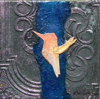 Acrylic - Mixed Media Bird 1414 - Collage