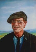 John Hurt As De Bird - Oils On Canvas Paintings - By Mary Peters, Abstracted Realism Painting Artist