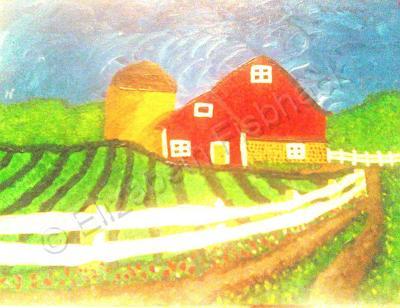 Landscape - Red Barn - Acrylics