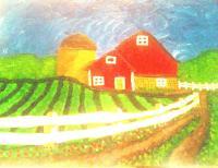 Red Barn - Acrylics Paintings - By Elizabeth Fisbhack, Surrealism Painting Artist