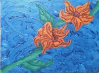 Flowers On Vine - Acrylics Paintings - By Elizabeth Fisbhack, Surrealism Painting Artist