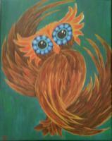 Nestor The Owl - Acrylics Paintings - By Elizabeth Fisbhack, Surrealism Painting Artist