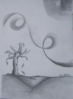 Lonesome Tree - Pencil Drawings - By Elizabeth Fisbhack, Surrealism Drawing Artist