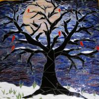 Wall Hangings - Full Moon Says Goodbye To Winter Spring Waits - Mosaic