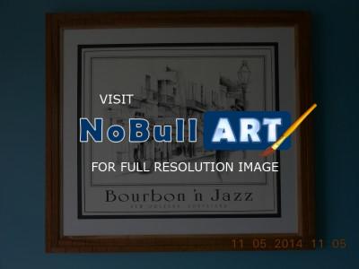 1 Tiles - Bourbon N Jazz Artwork Matted  Framed-75 - Wood