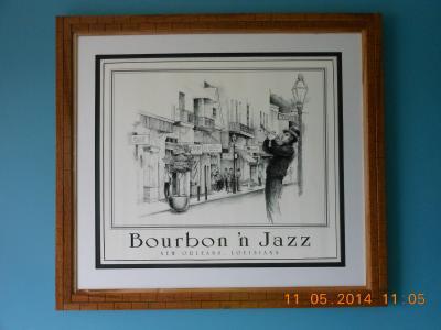 1 Tiles - Bourbon N Jazz Artwork Matted  Framed-75 - Wood