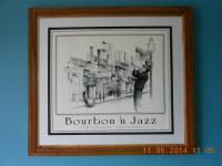 Bourbon N Jazz Artwork Matted  Framed-75 - Wood Woodwork - By Larry Niekamp, Framing Woodwork Artist