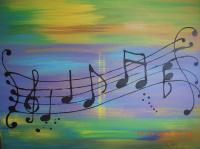 Music Is In The Air - Acrylic Paintings - By Sunanta Deangdeelert, Abstract Painting Artist
