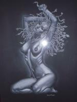 Cobra Queen - Pastel Drawings - By Sunanta Deangdeelert, Pastel On Black Paper Drawing Artist