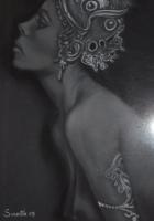 The Warrior - Pastel Drawings - By Sunanta Deangdeelert, Pastel On Black Paper Drawing Artist