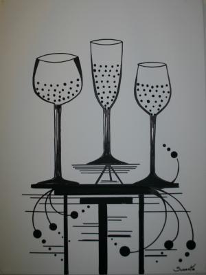 Black And White - Happy Hour-3 - Acrylic