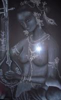 Angel Of The Night - Pastel Paintings - By Sunanta Deangdeelert, Pastel On Black Paper Painting Artist