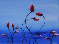 Blue Beauty - Acrylic Paintings - By Sunanta Deangdeelert, Flower Painting Artist