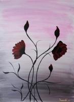 Grey Beauty - Acrylic Paintings - By Sunanta Deangdeelert, Flower Painting Artist