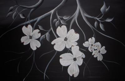 Black And White - Dogwood Darling 2 - Acrylic