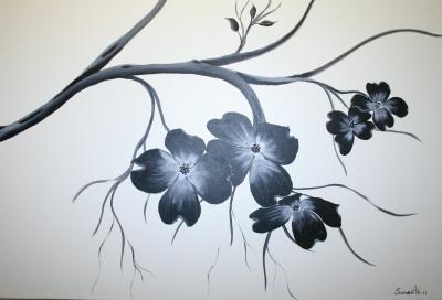 Black And White - Dogwood Darling 9 - Acrylic