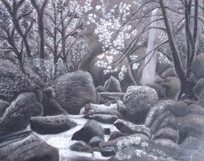 Black And White - Serenity2 - Charcoal And Pastel