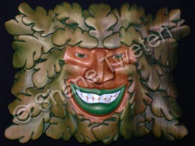 Celtic - Smiling Greenman - Western Red Cedar