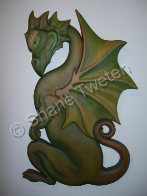 Celtic - Green Dragon Plaque - Western Red Cedar