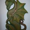 Green Dragon Plaque - Western Red Cedar Woodwork - By Shane Tweten, Mythological Woodwork Artist