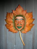 Maple Leaf Spirit - Western Red Cedar Sculptures - By Shane Tweten, Mythological Sculpture Artist