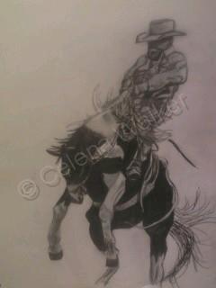 Rodeo - Riding The Bronc - Pencil  Paper