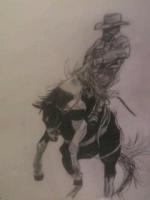 Riding The Bronc - Pencil  Paper Drawings - By Celena Walker, Portrait Drawing Artist