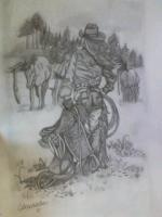 Saddle Up - Pencil  Paper Drawings - By Celena Walker, Portrait Drawing Artist