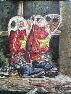 Still Life - Boots - Acrylic  Canvas