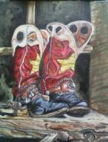 Boots - Acrylic  Canvas Paintings - By Celena Walker, Still Life Painting Artist