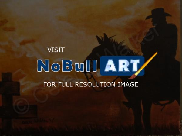 Cowboys - Cowboy Silouet - Acrylic  Canvas