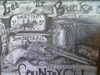Let Er Buck Country Girl - Pencil  Paper Drawings - By Celena Walker, Still Life Drawing Artist