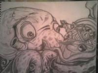 Octopus - Pencil  Paper Drawings - By Celena Walker, Cartoons Drawing Artist
