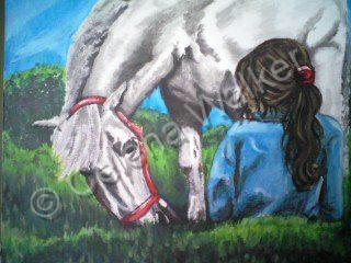 Cowgirls - Grazing Away - Acrylic  Canvas