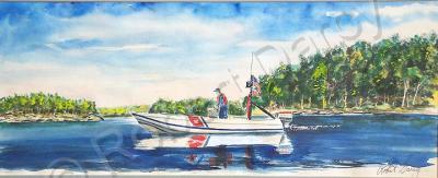 Available - Coast Guard Boat - Watercolor